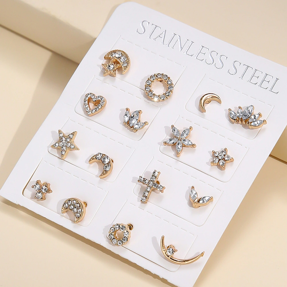 Love Star Moon Cross 8 Pairs Stud Earrings