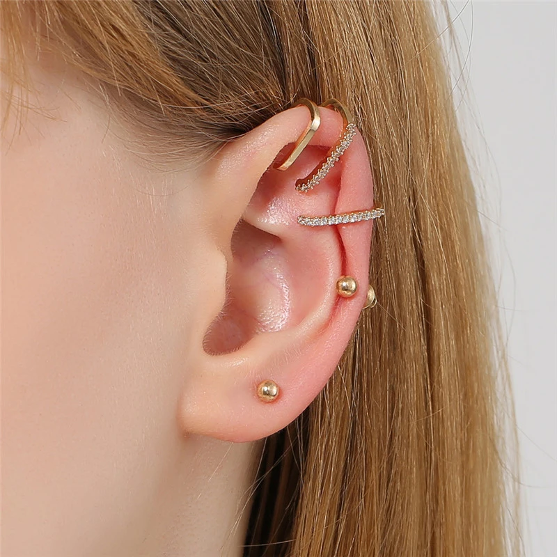 3 Piece Set Of Cold Wind Micro-inlaid Zircon Non-hole Ear Clips