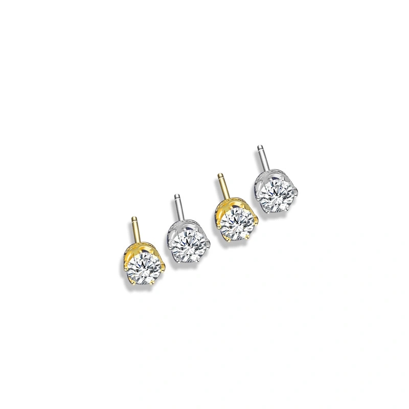 Fashion S925 Sterling Silver Crown Six Prong Earrings