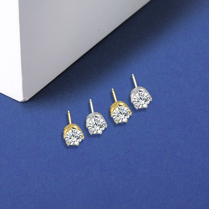 Fashion S925 Sterling Silver Crown Six Prong Earrings