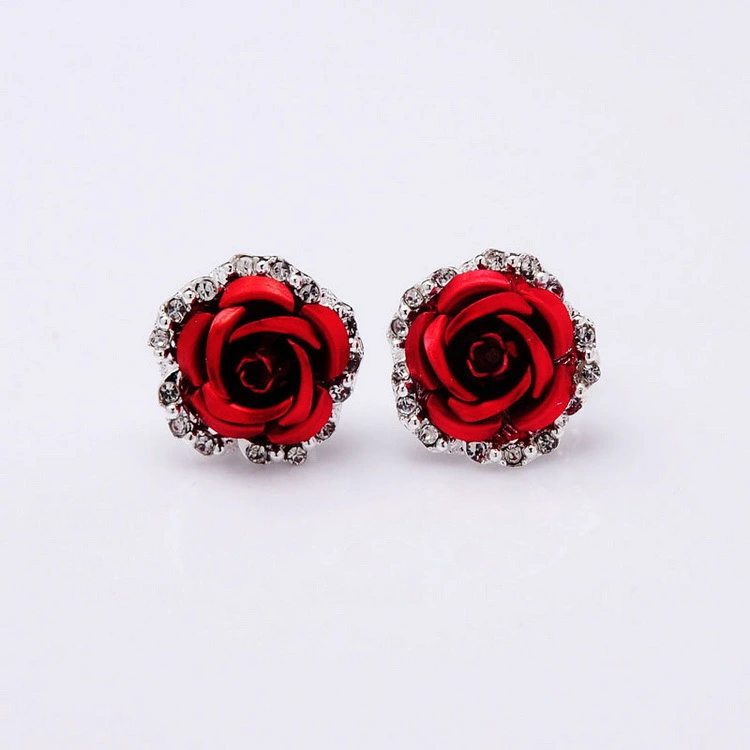 Earrings Source Wholesale Rose Flower Ear Clip Earrings