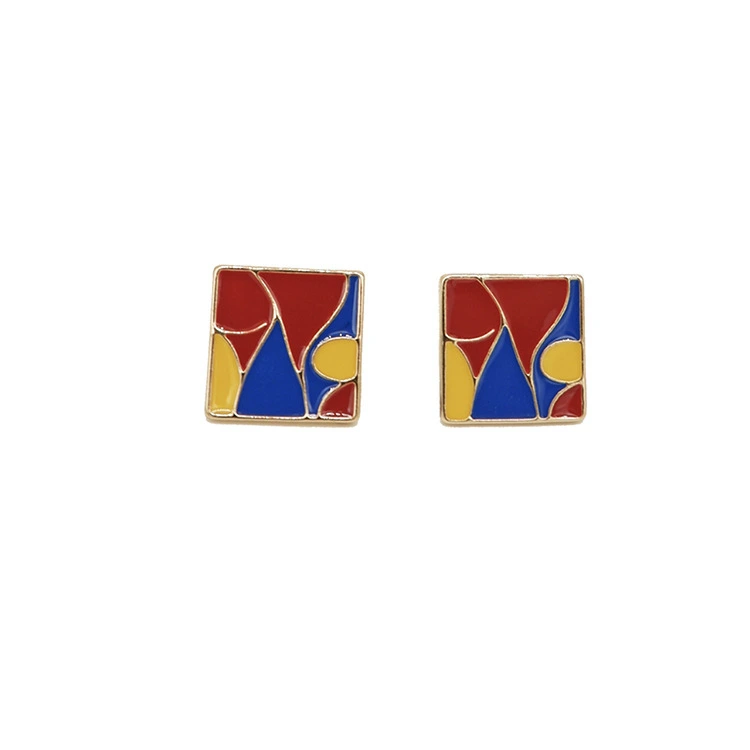 Design European And American Fan Palace Style Earrings Geometric Square