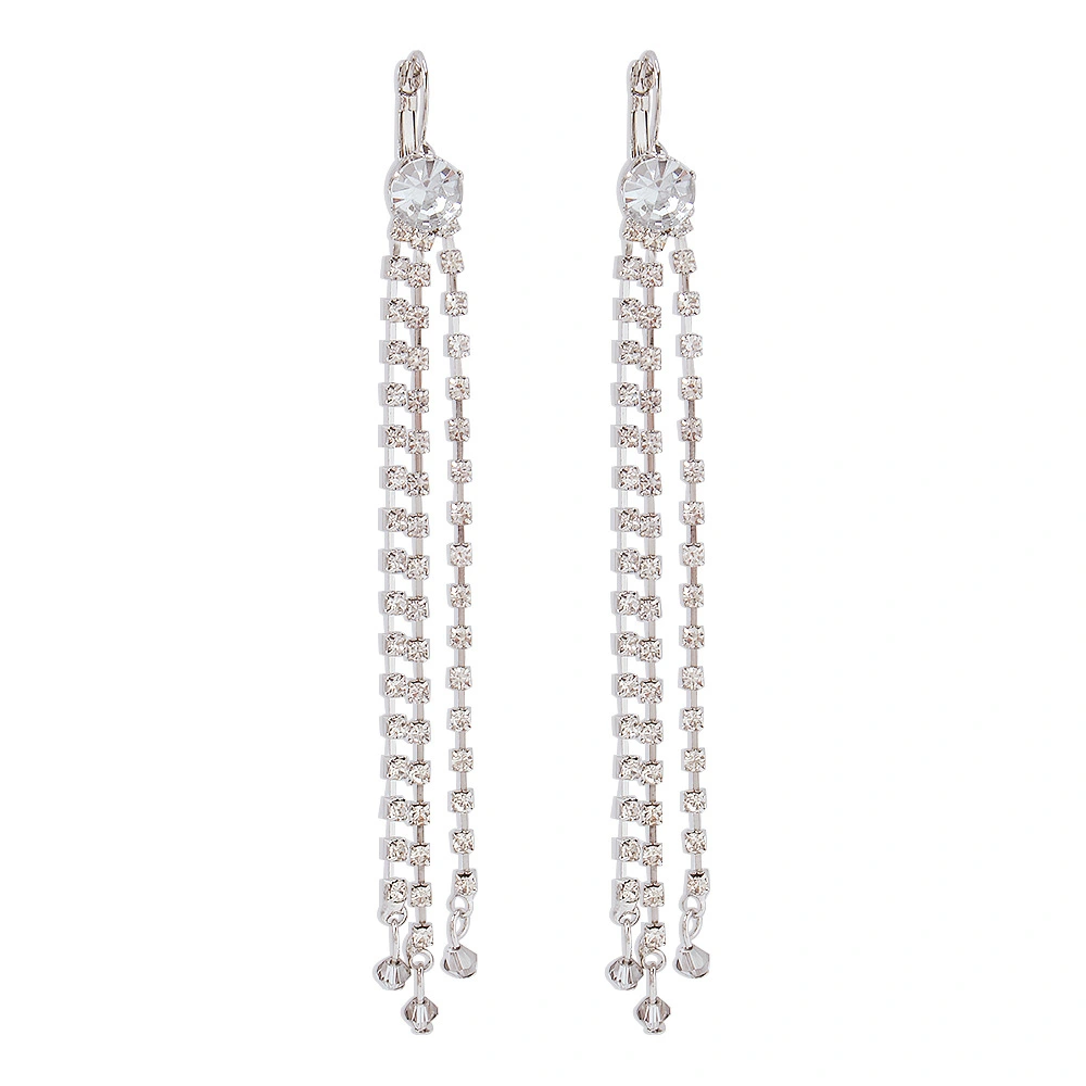 Claw Chain Tassel Imitation Crystal Earrings Ladies Style Temperament