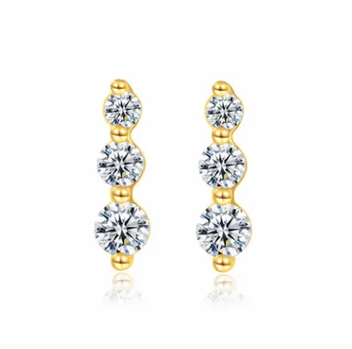 Sterling Silver Zircon Earrings Female Korean Style Simple