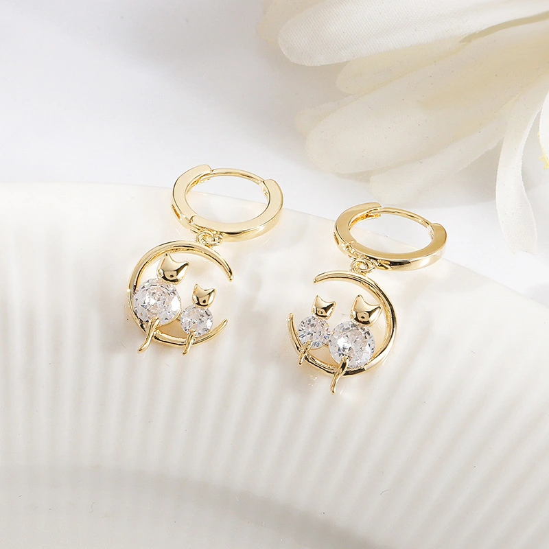 Personalized Owl Earrings Gold-plated With Zircon