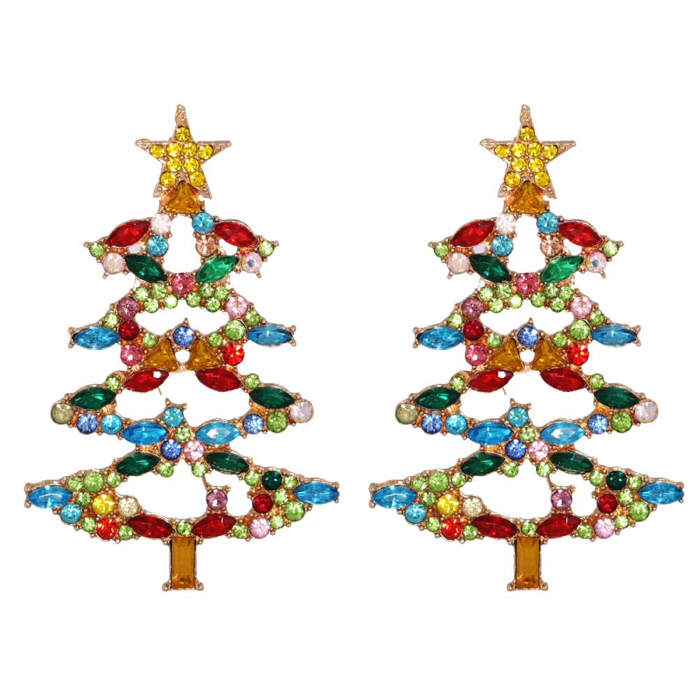 Fashion Hot New Cartoon Christmas Tree Earrings With Diamonds