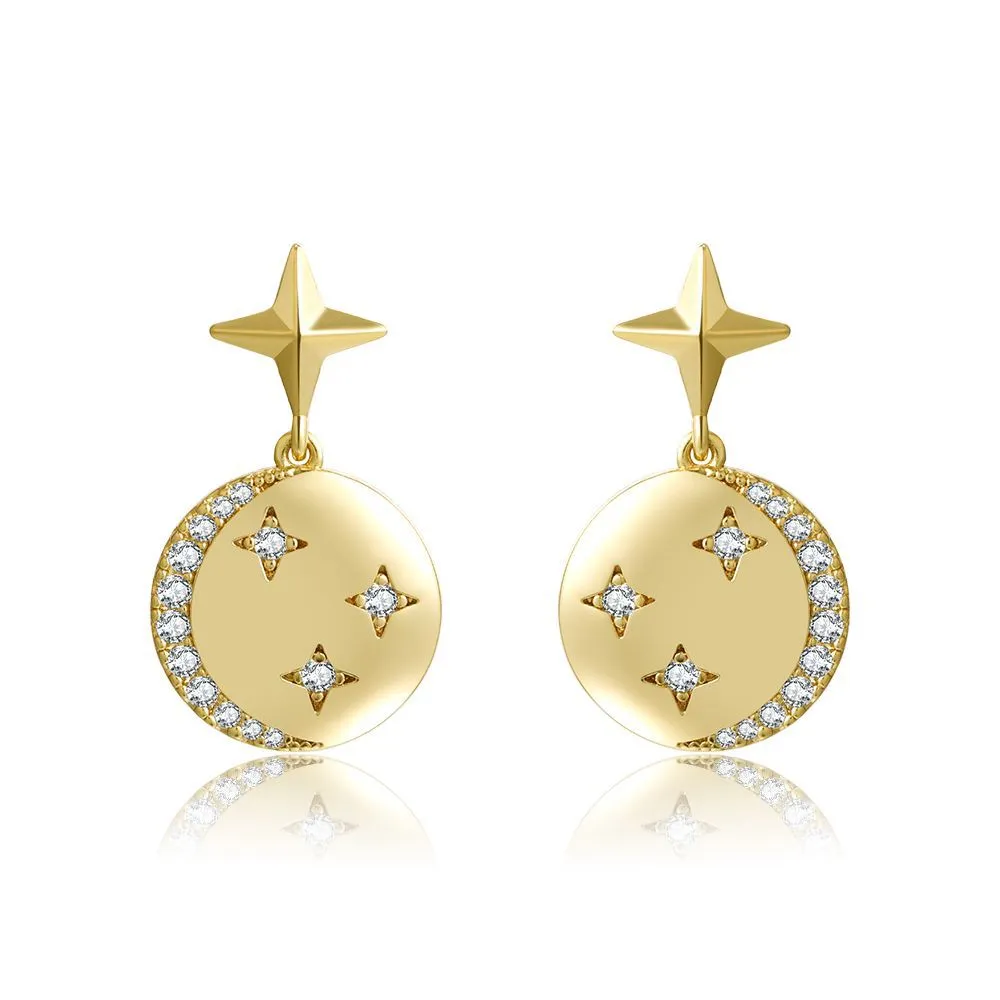 Round Planet Earrings 18K Gold Color Preserving Jewelry