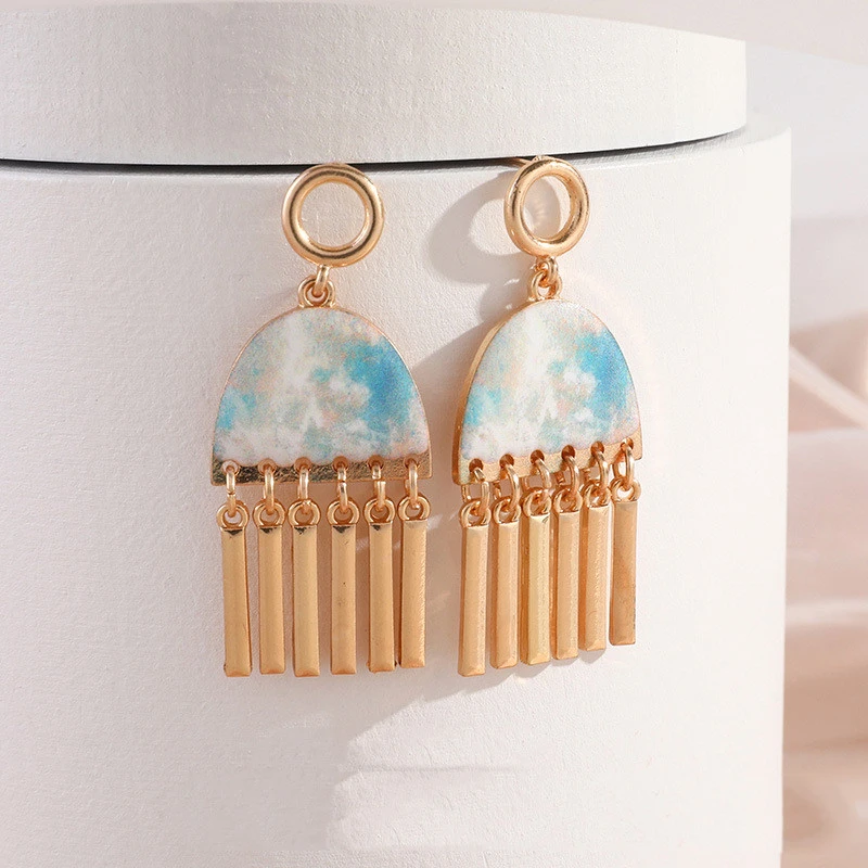 European And American Simple Long Tassel Earrings Women