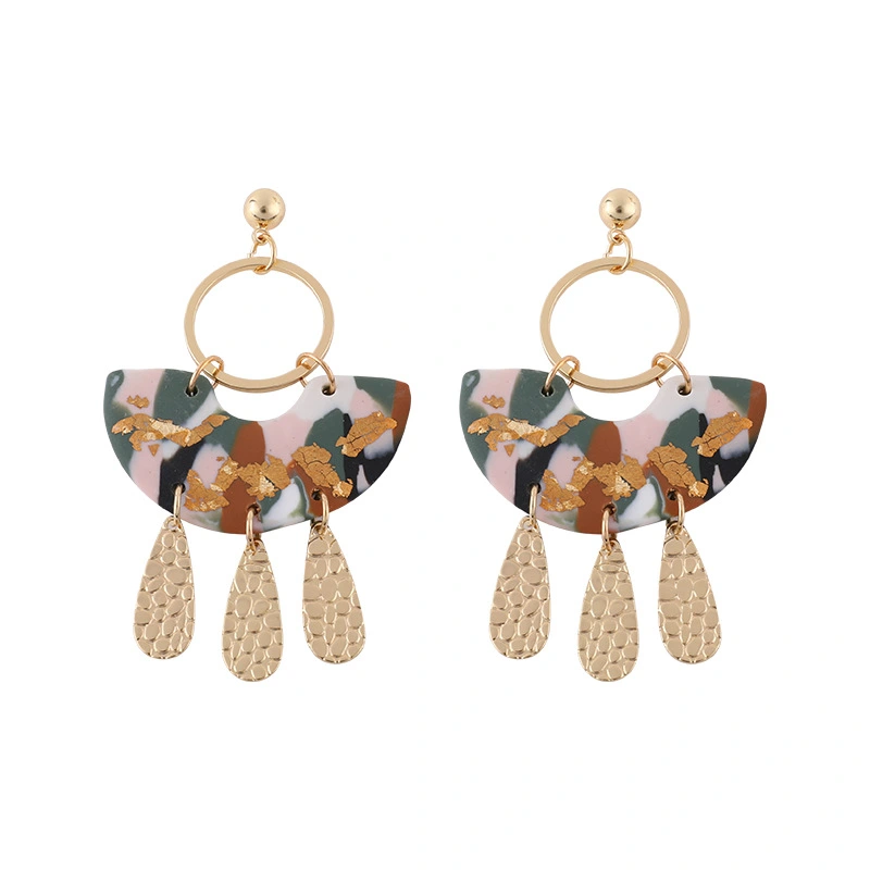 Fan-shaped Soft Clay Earrings European And American Ins Cross-border