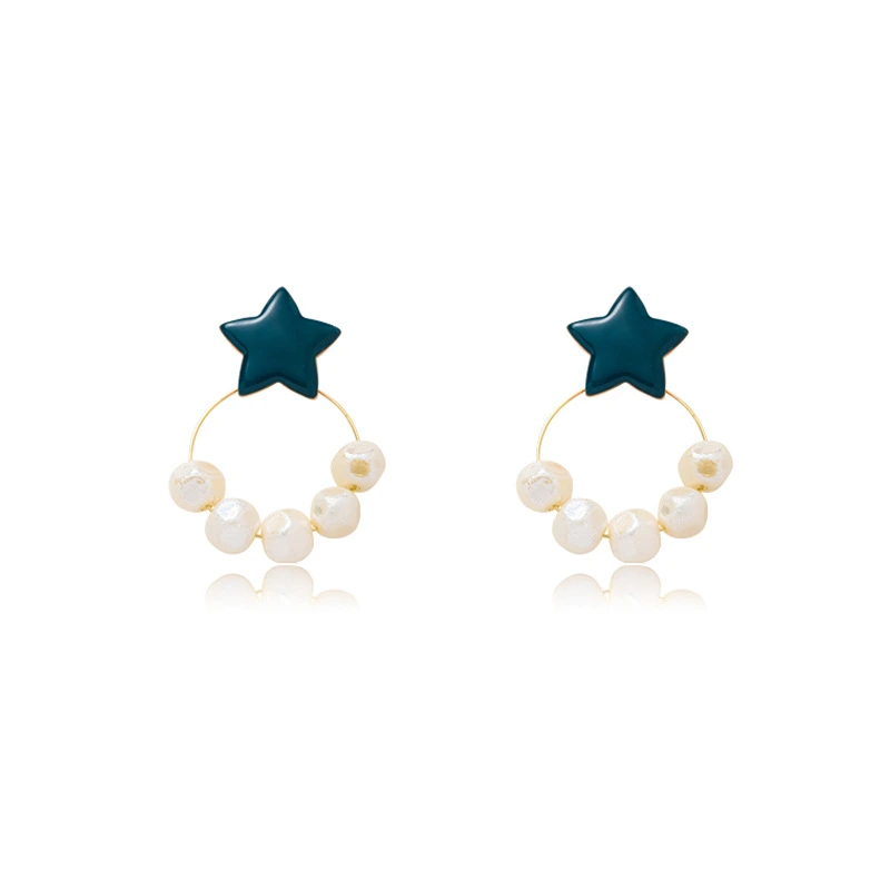 Irregular Pearl Earrings Earrings Ins Net Red Five-pointed Star Earrings