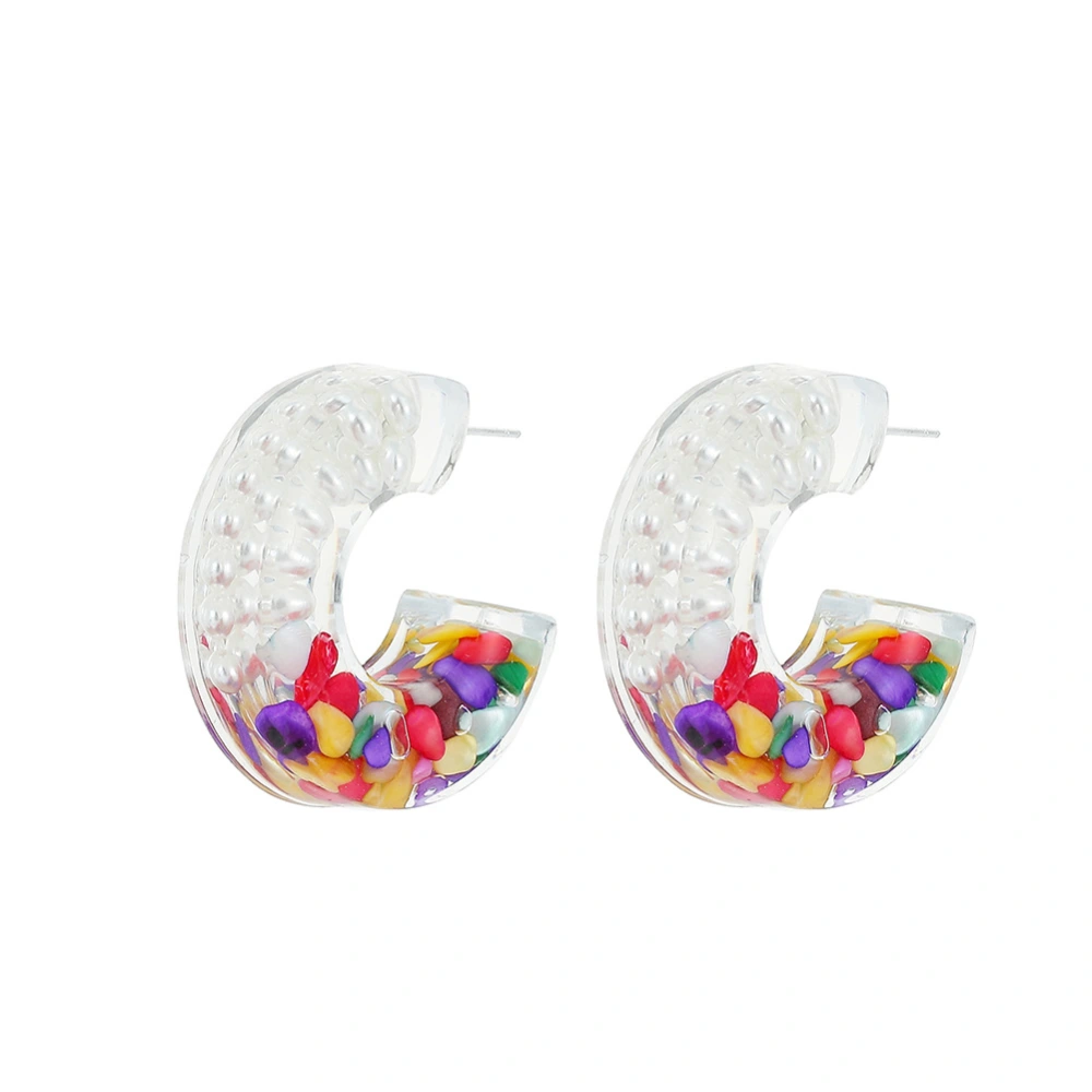 European And American Cross-border Creative Color Stone Transparent Resin Earrings