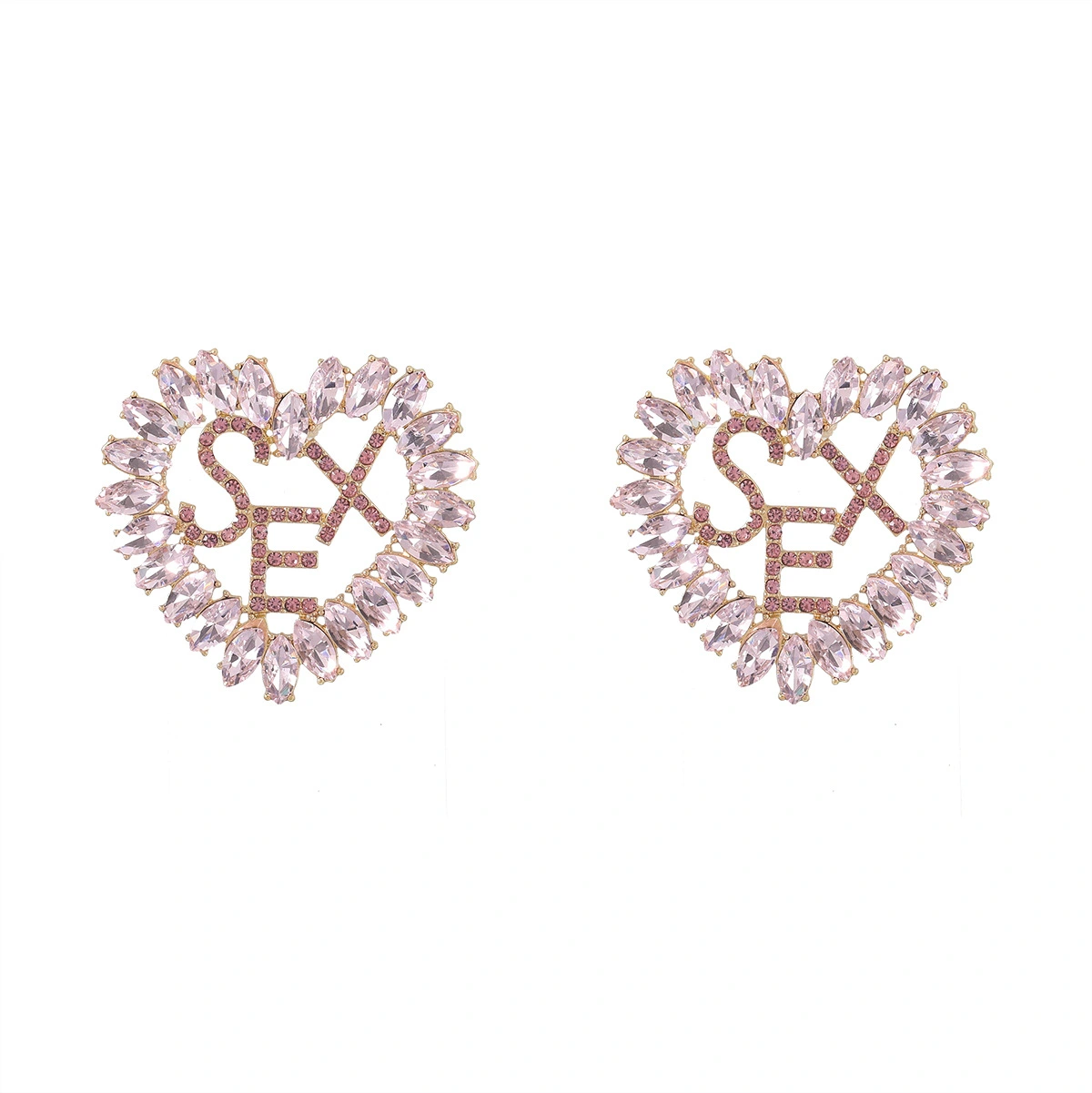 Earrings European And American Claw Chain Series Alloy Diamond Glass Diamond