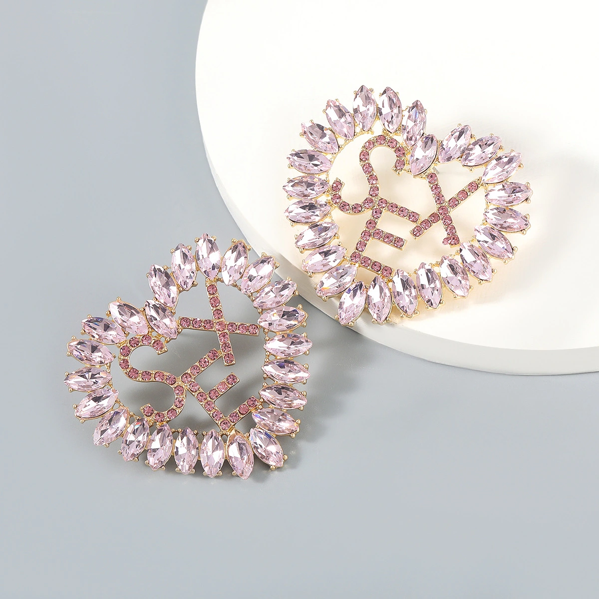 Earrings European And American Claw Chain Series Alloy Diamond Glass Diamond