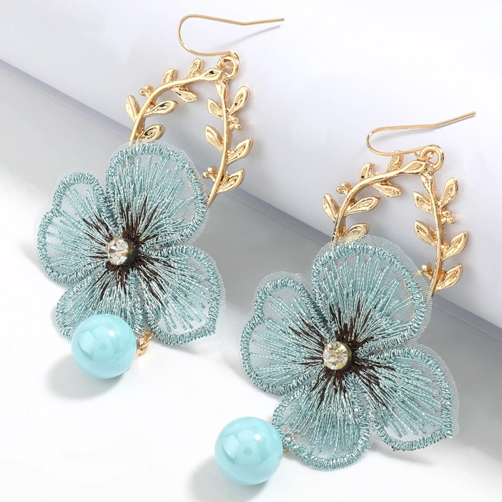 Flower Pearl Light Luxury Super Fairy Mesh Petal Earrings