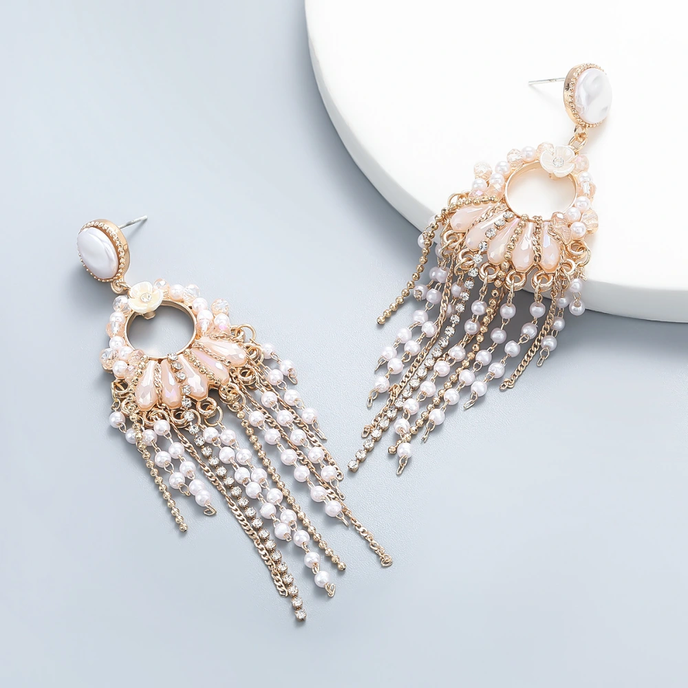 Pearl Tassel Earrings Fashion Women Cross-border Earrings