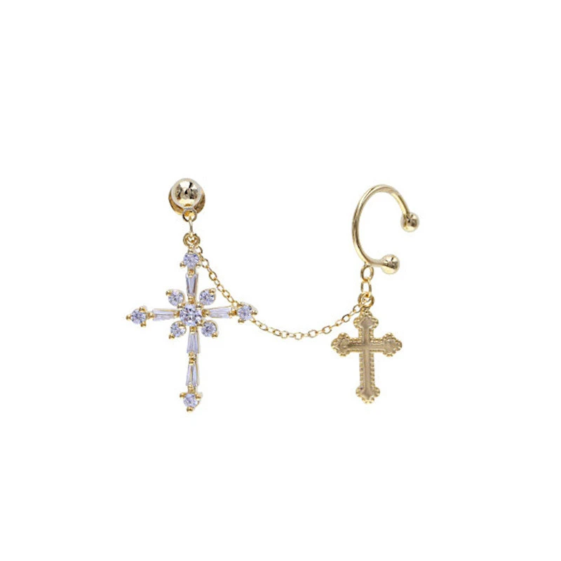 Retro Niche High-end Cross Earrings Ear Bone Clip