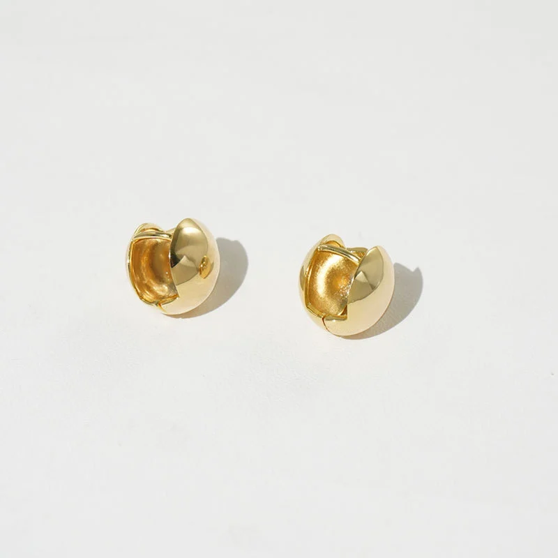 New 18K Real Gold Round Earrings Simple Temperament