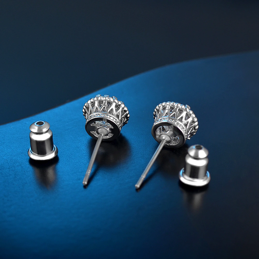 Simple Crown 925 Silver Needle Earrings Korean Men's And Women's Gifts