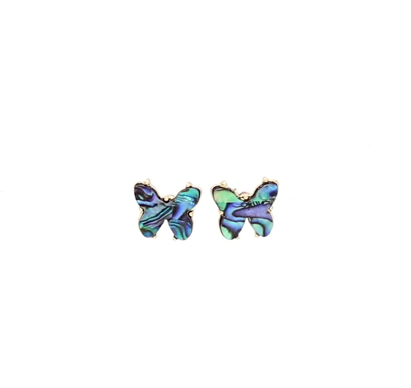 Butterfly Shaped Abalone Shell Inlaid Alloy Small Earrings