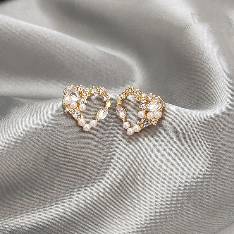 Silver Needle New Earrings Korean Style Xianqi Love Zircon