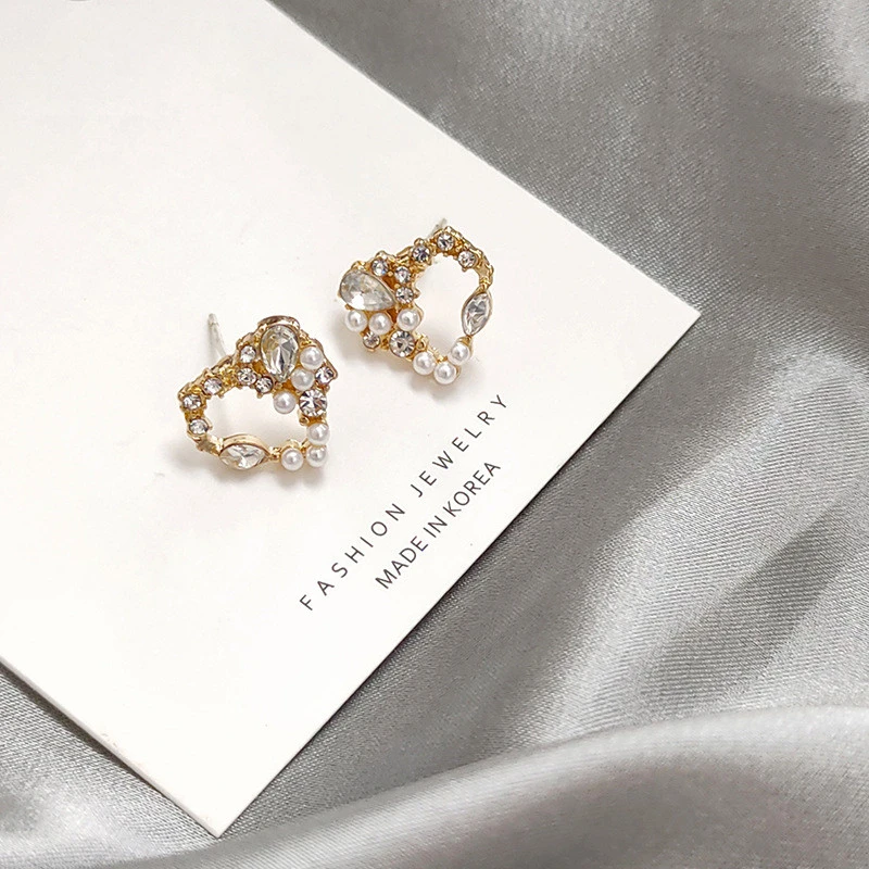 Silver Needle New Earrings Korean Style Xianqi Love Zircon