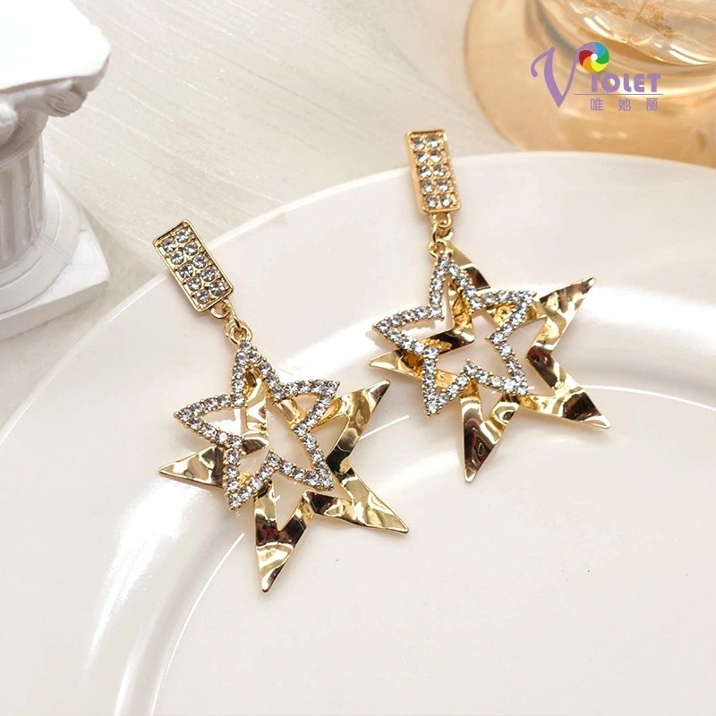 Diamond-studded Five-pointed Star Exaggerated Personality Earrings