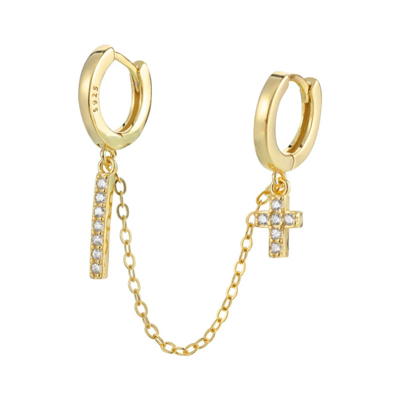 Hole Ear Buckle New Diamond Cross Circle Earring Trend