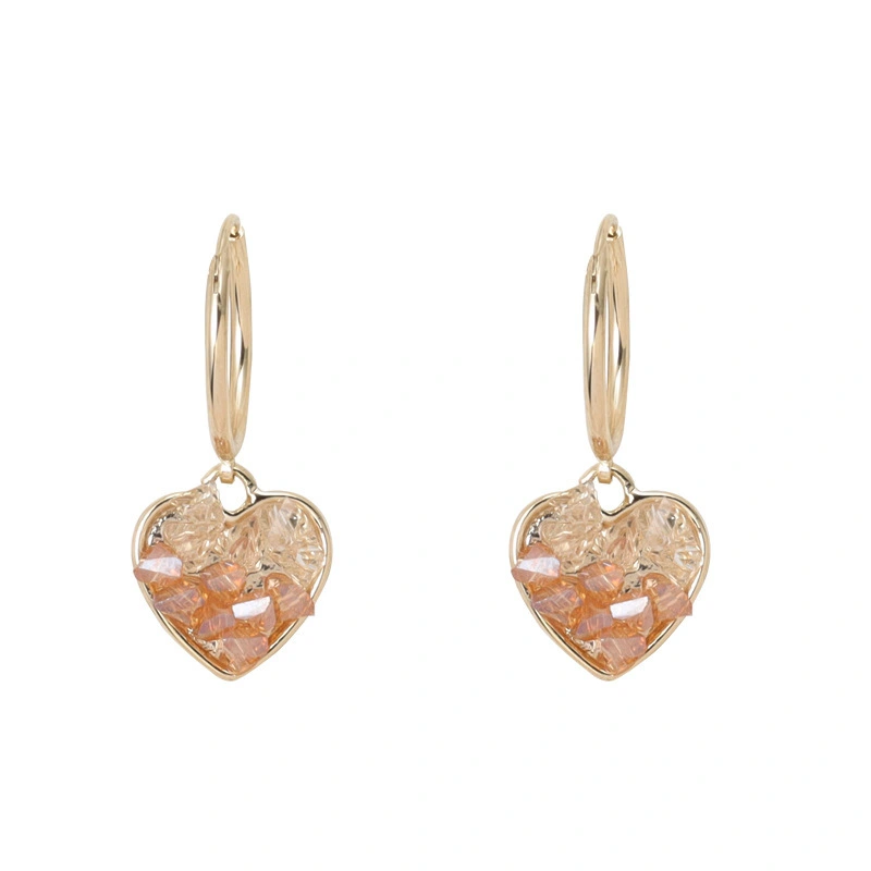 Korean Champagne Gradient Crystal Love Earrings