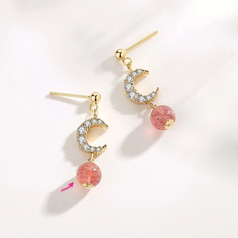 Women's Natural Strawberry Crystal Earrings