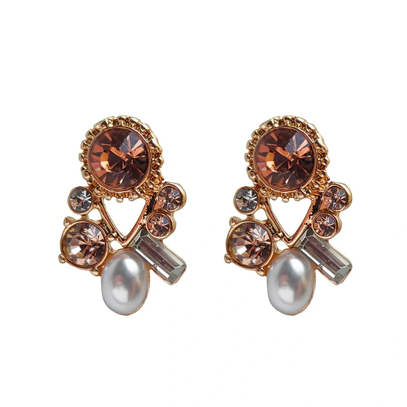 New Flower Pearl Crystal Earrings Women