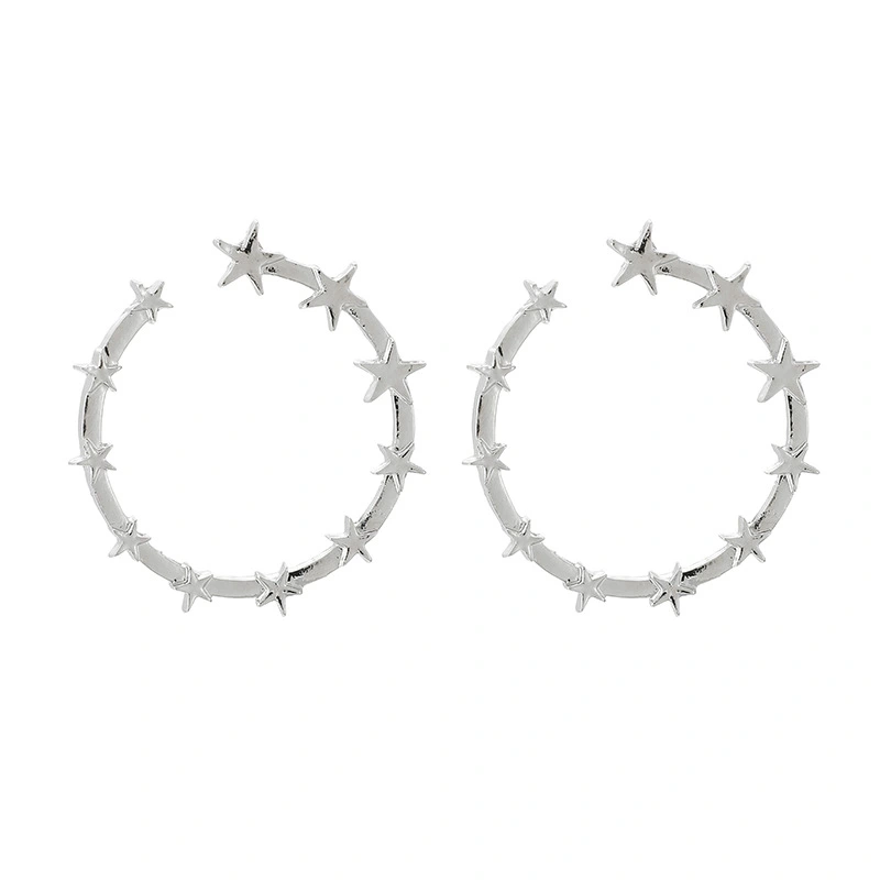 Fashion Temperament Star Earrings Five-pointed Star Metal Three-dimensional