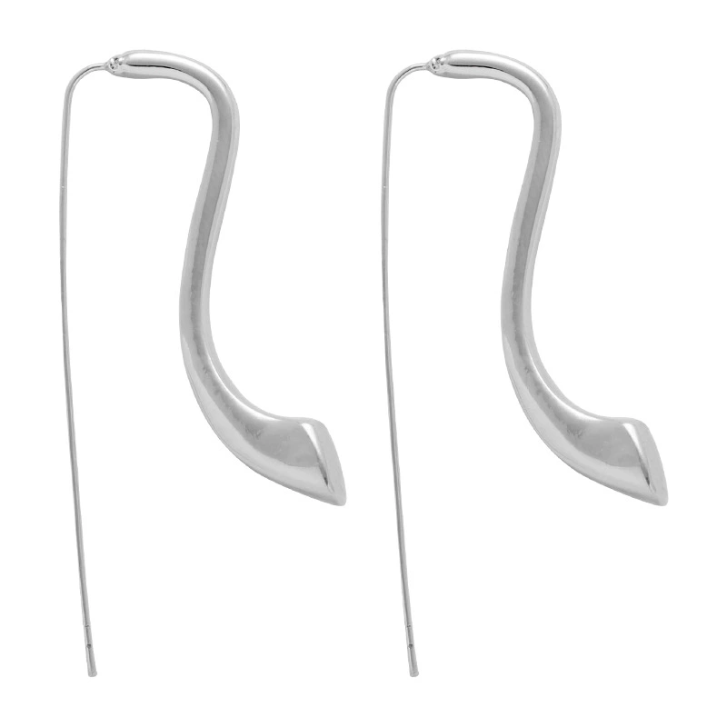 High-end Streamlined Design Long Exaggerated Silver Pin Stud Earrings