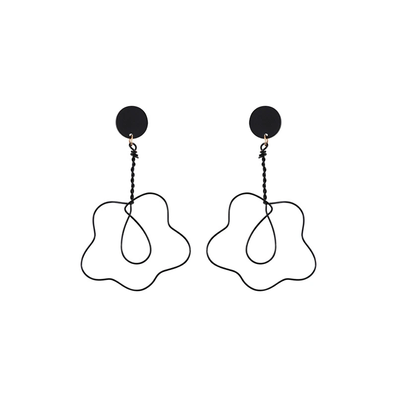 Korean Geometric Line Flower Earrings Simple