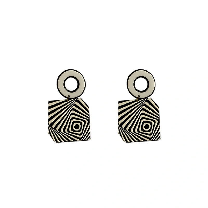 Silver Post Geometric Acrylic Earrings European And American Design