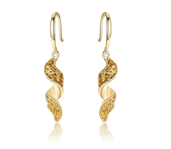 S925 Silver Gold New Temperament Long Spiral Earrings Fashion