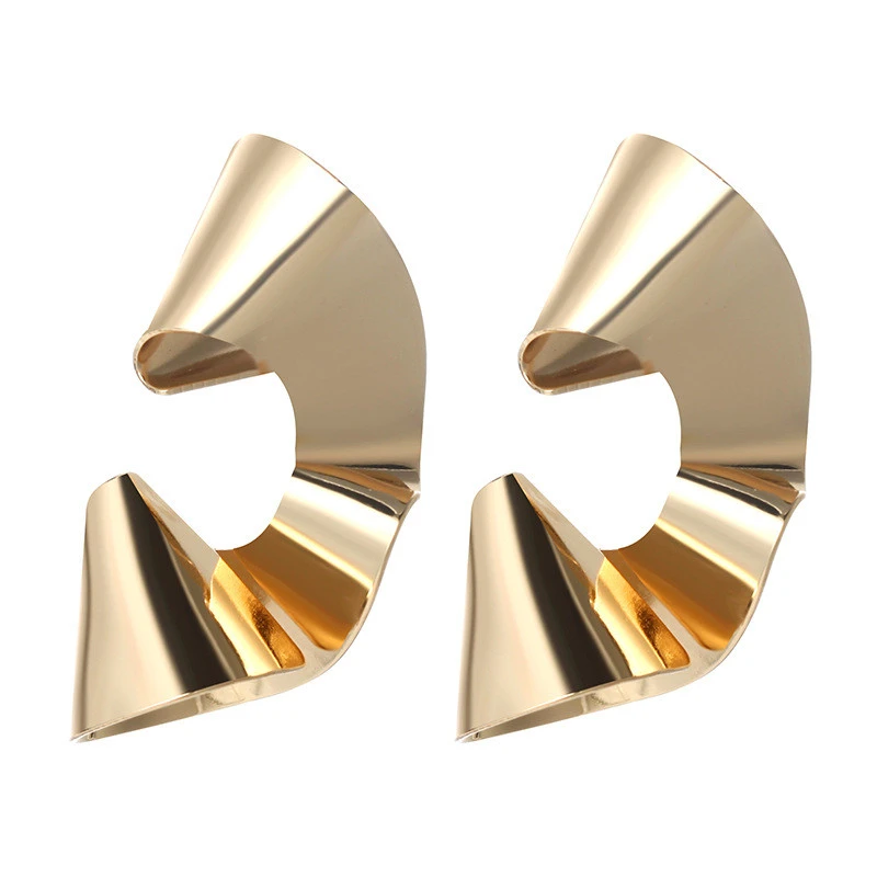 Geometric Metal Glossy European And American Style Distorted Irregular Stud Earrings