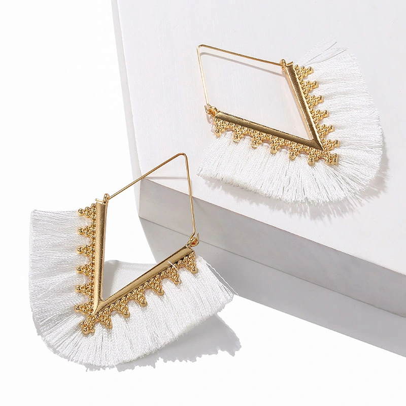 European And American Exaggerated V-shaped Tassel Earrings Fashion Bohemia