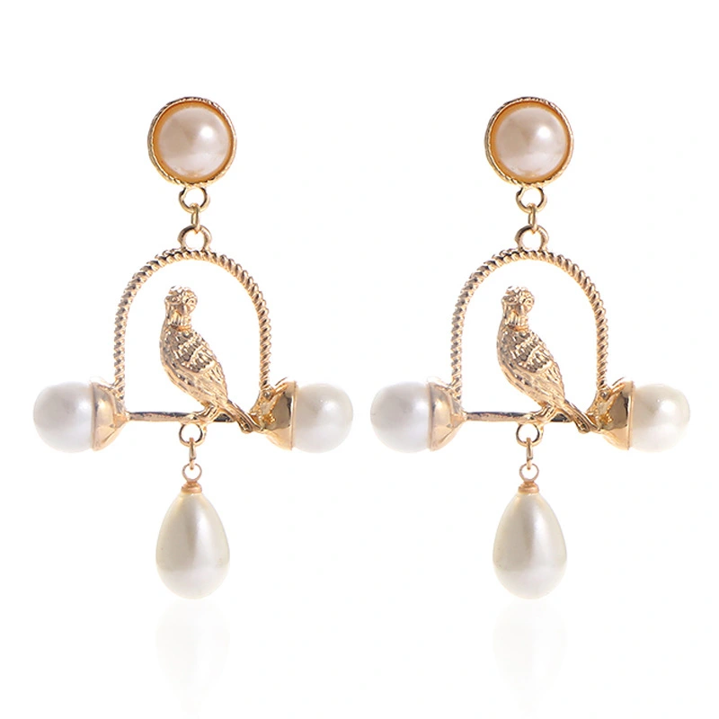 Vintage Birdcage Pearl Earrings Earrings Japan And South Korea