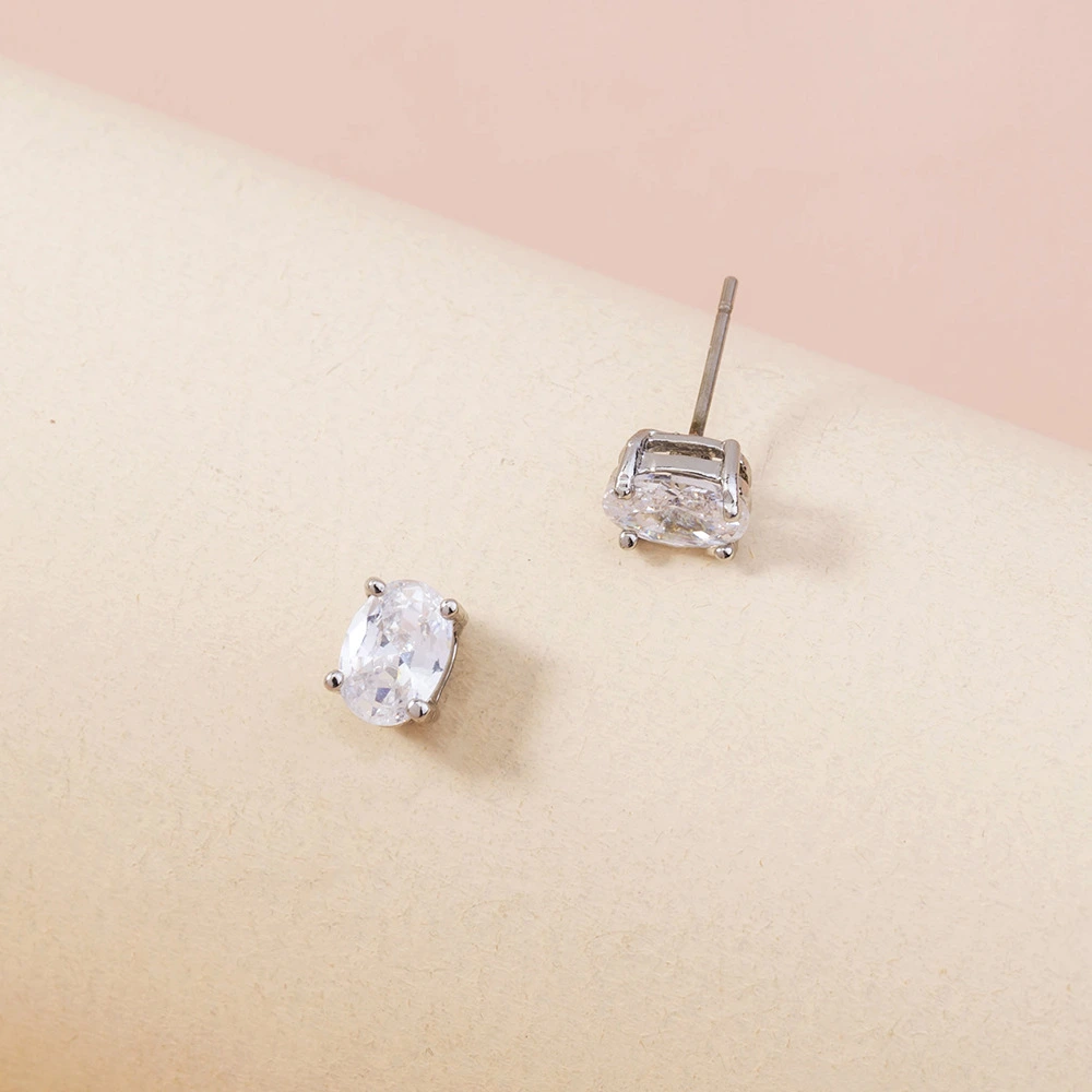 Temperament All-match Micro-inlaid Niche Gemstone Oval Zircon Earrings