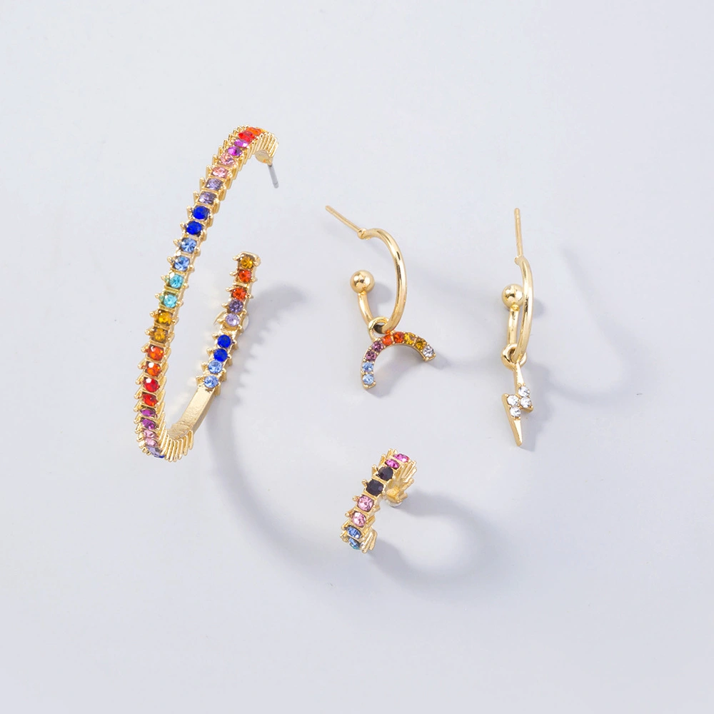 All-match Ins Net Red Explosion Rainbow Lightning Rainbow Earrings