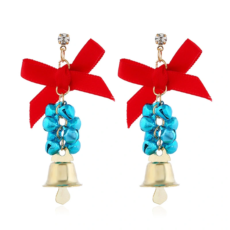 European And American Creative Christmas Bow Bell Earrings