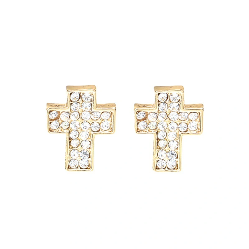 Silver Cross Gentleman's Stud Earrings Petite Mini