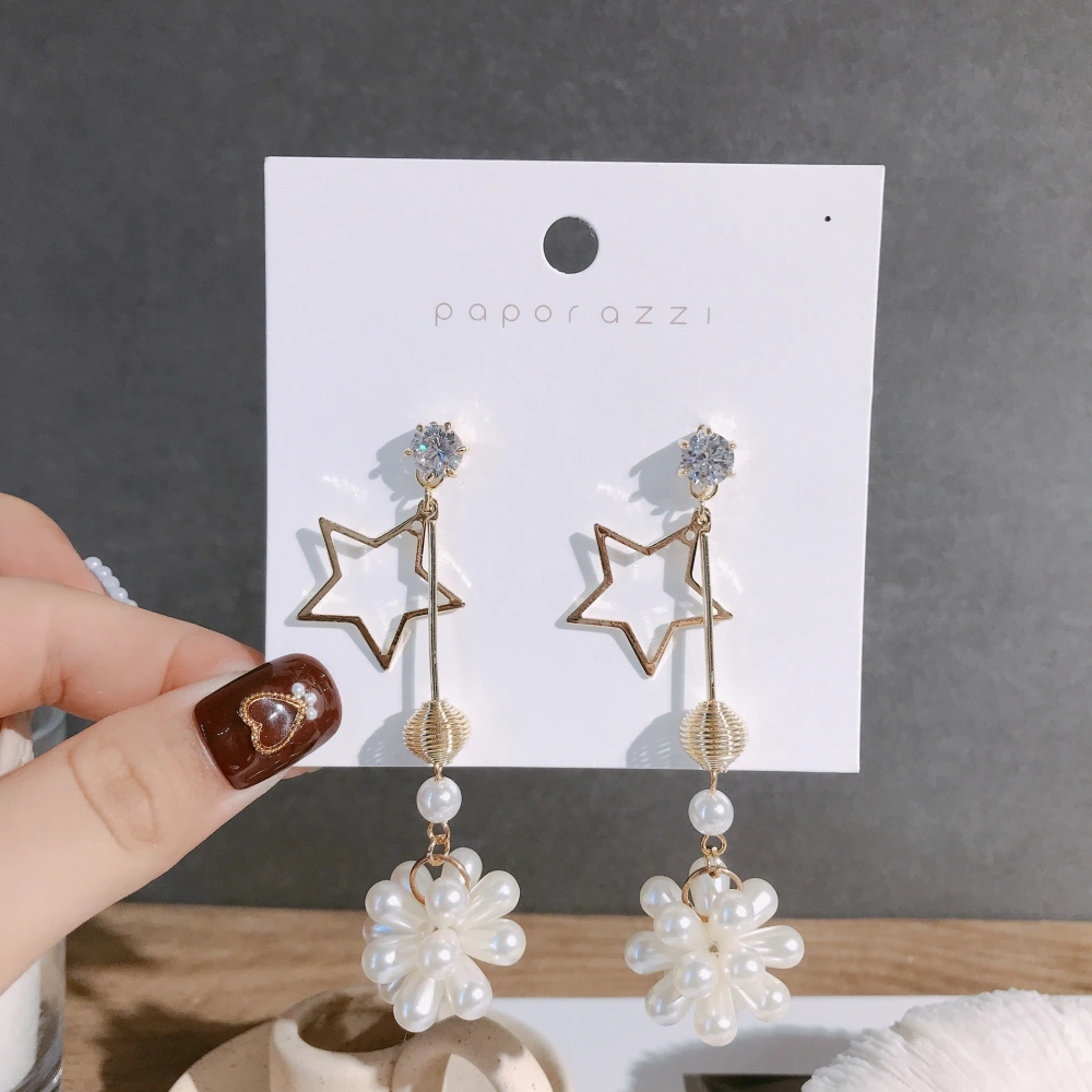 S925 Silver Needle Flower Pearl Earrings