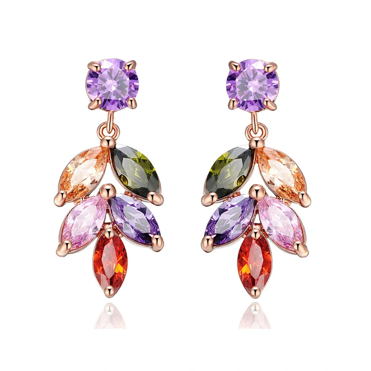 Colorful Zircon Earrings Long Temperament