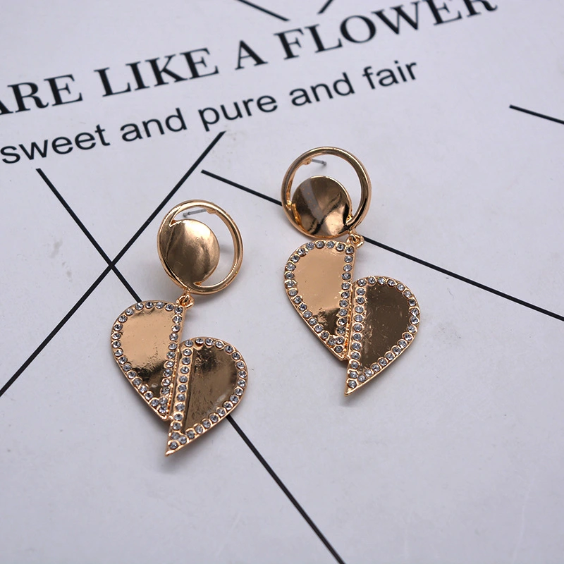 The Same Earrings, Peach Heart And Diamond Earrings