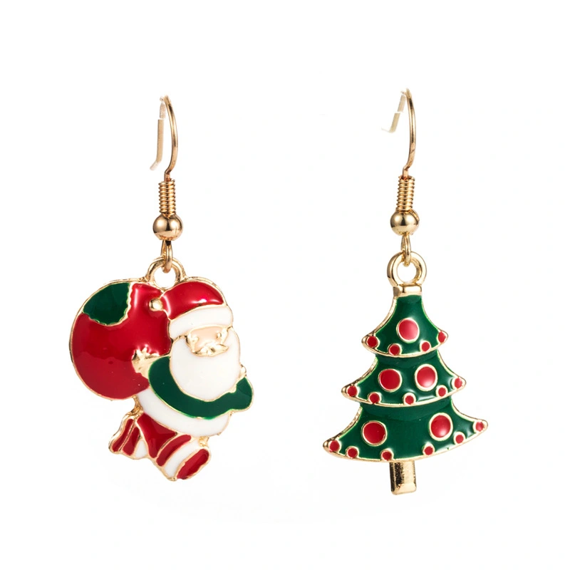 Cute Santa Christmas Gift Earrings Female Asymmetric