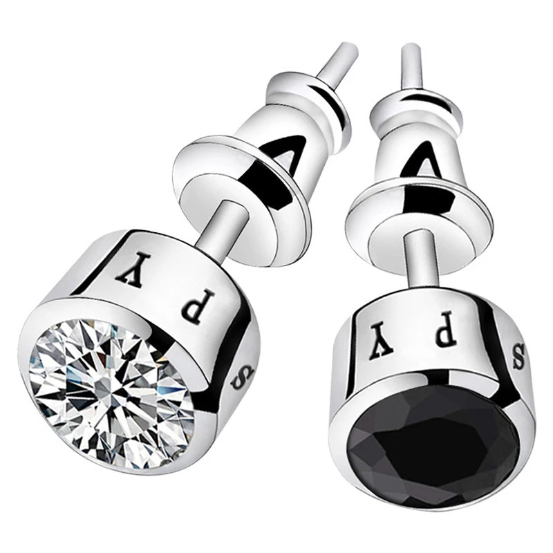 Korean Fashion Men's Creative Stud Earrings In Sterling Silver