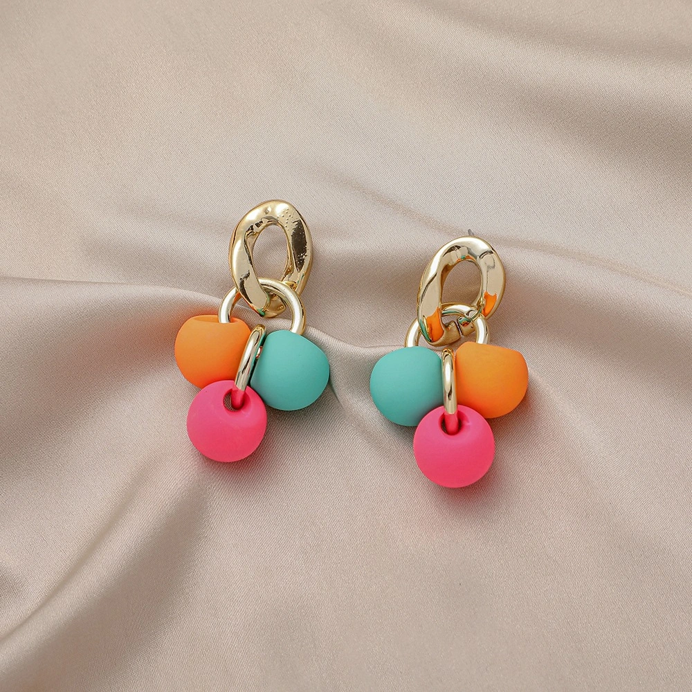 Personalized Fashion Fluorescent Colorful Candy Ball Exaggerated Earrings