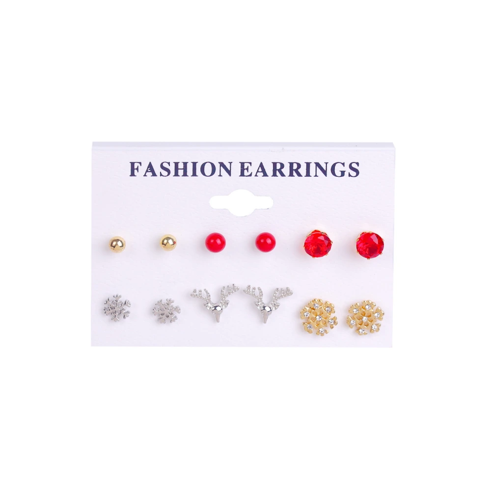 Christmas 6 Pairs Of Christmas Earrings Set Combination