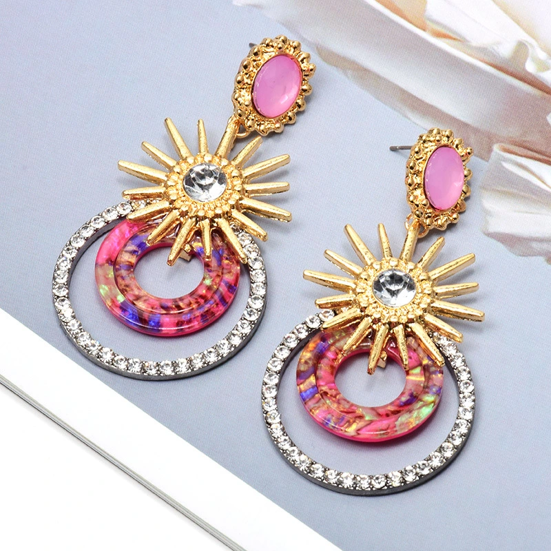 Sun Colored Diamond Fashion Earrings